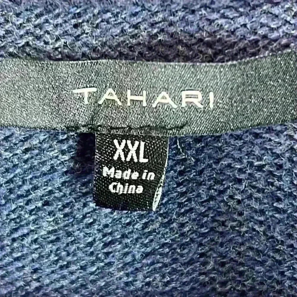 Tahari Men’s Sweater Sz XXL Navy 100% Cotton Long Sleeve Mock Neck Front 1/4 Zip - Picture 2 of 11